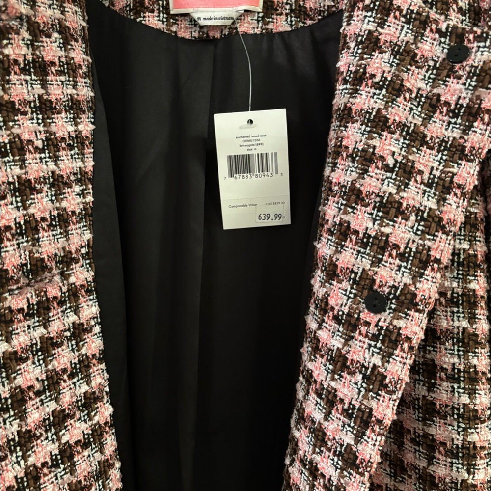 Chic Pink and Black Women's Coat - Picture 4 of 5